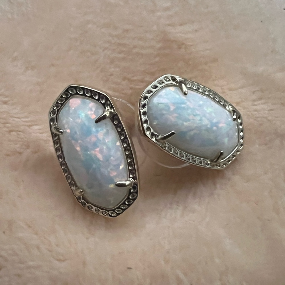 Silver and Opal Kendra Scott Earrings